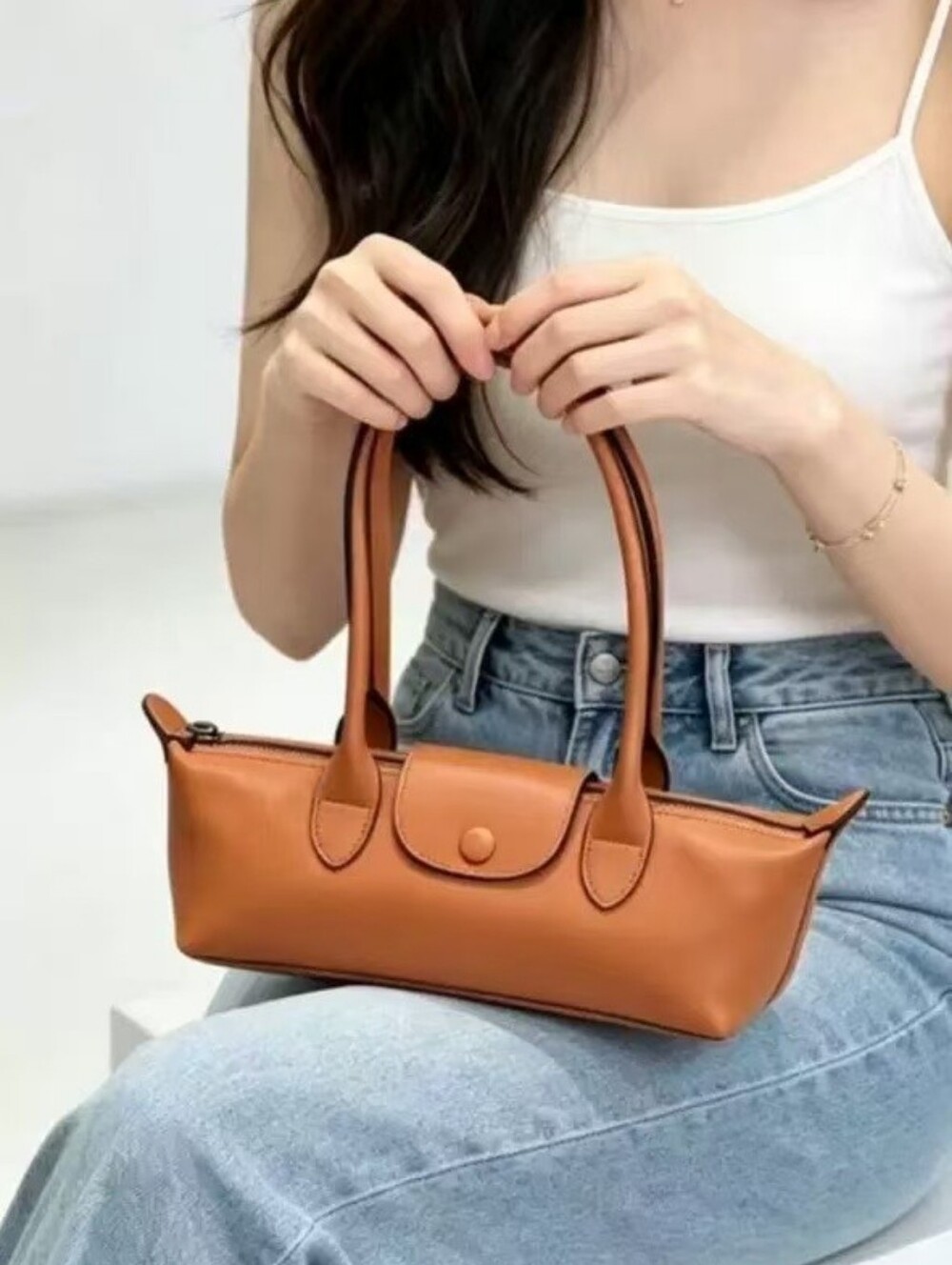 Longchamp Tan Leather Shoulder Bag
